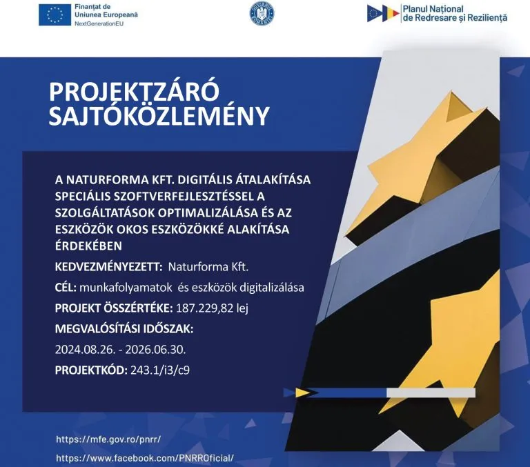 Projektzáró sajtóközlemény a NaturForma digitális átalakítási projektjéről